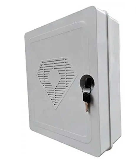 MULTYBYTE POE/DVR PVC Rack Network Cabinet Box - Secure Wall Mount for 4 & 8 Channel DVRs & Routers - Heavy-Duty - Power Sockets & Surge Protection - Indoor/Outdoor Use - Weatherproof